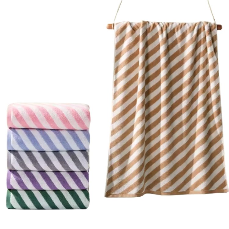 2025 Premium 100% Cotton Bath Towel Luxury Custom Free Size Jacquard Stripe Towel